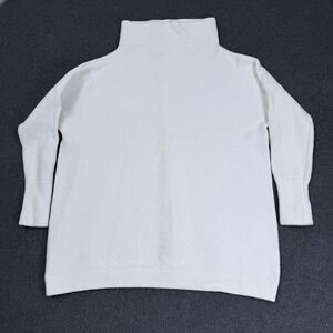 Free People White Textured Knit Sweater Mock Neck Stretch Cozy Womens S